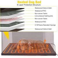 Heated Outdoor Dog House 50", Wood with Metal Frame, Adjustable Heating Pad, Insulated Liner & Porch