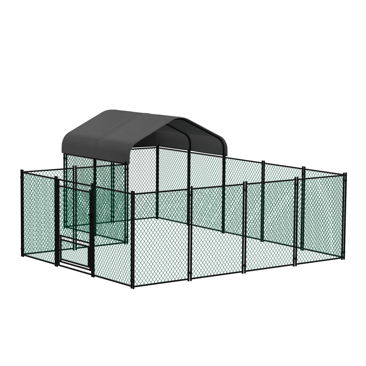 Walk-In Chicken Coop Run 12.9 × 10.2 ft, Galvanized Steel Pen with Waterproof Cover, Lockable Door & Ground Stakes