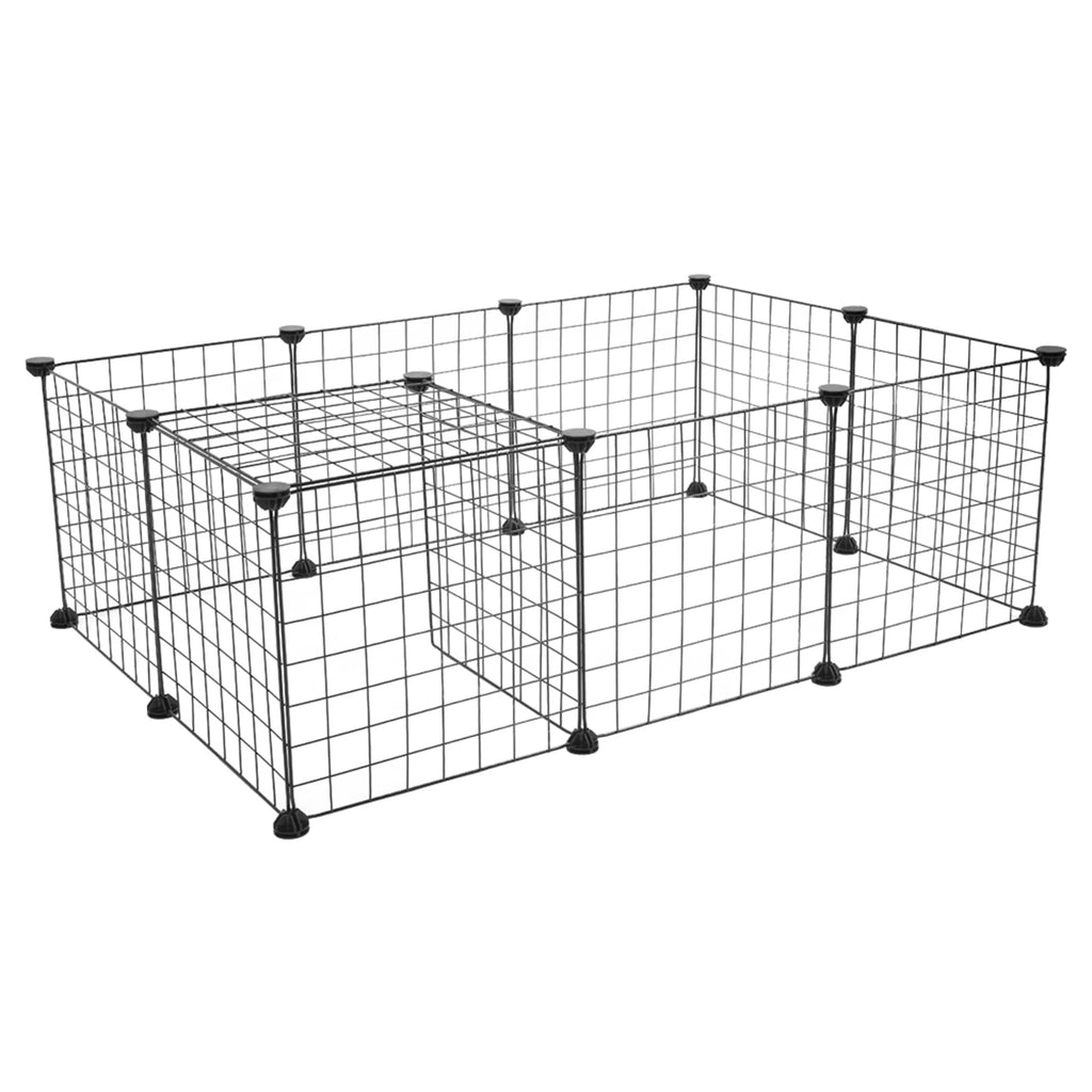 Small Animal Playpen 56" × 28", 14" Metal Wire Panels, Portable & Reconfigurable — Indoor Yard Fence for Rabbits & Guinea Pigs