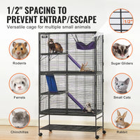 Rolling Small Animal Cage, Multi-Level Metal Critter Cage with Platforms, Ramps, Pull-Out Tray & Lockable Casters — 5 Sizes