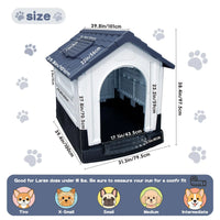 Outdoor Dog House 39", Waterproof Plastic Shelter with Openable Roof, Vent Windows & Raised Floor