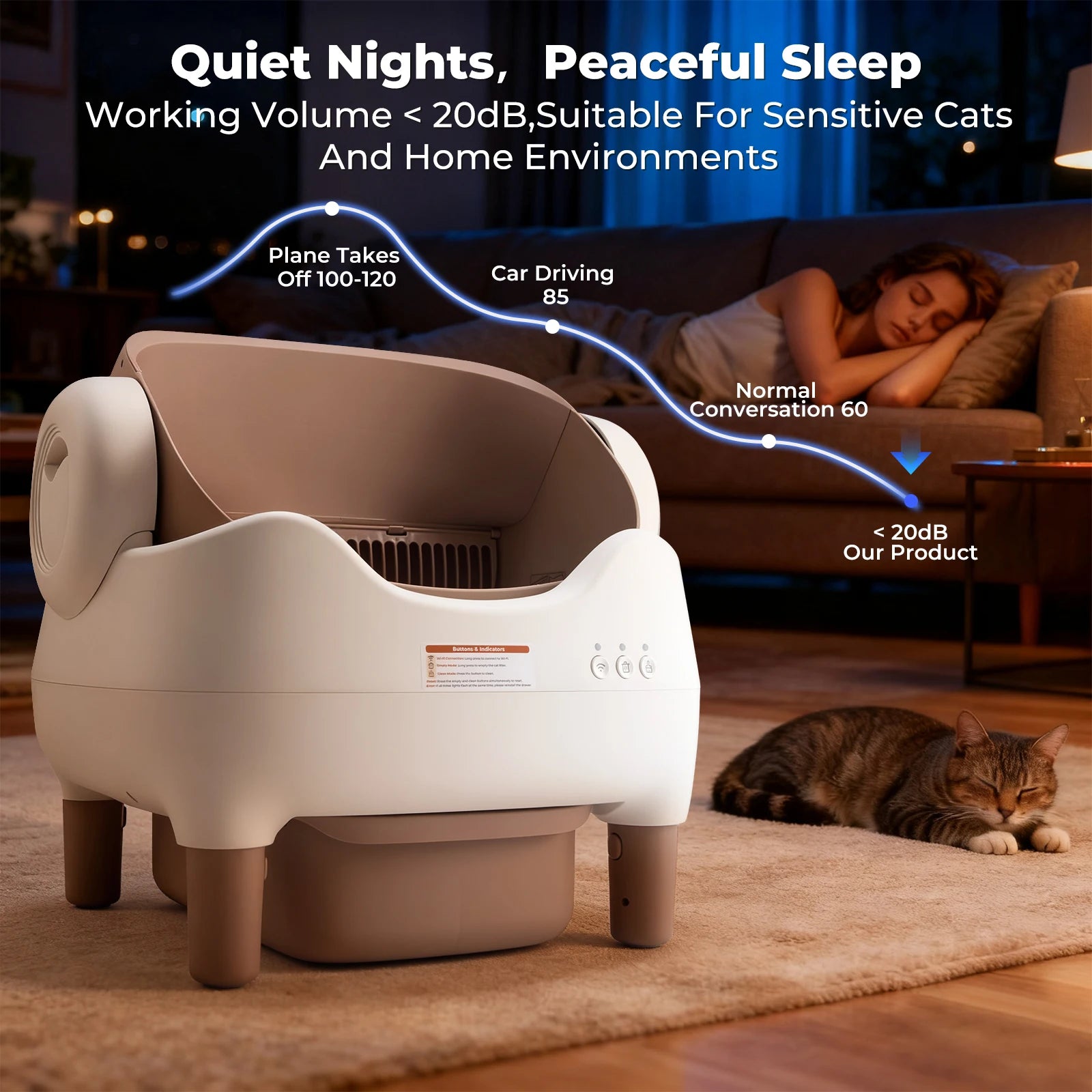 Automatic Litter Box 10L, Self-Cleaning Open-Top with App Control & Ultra-Quiet Motor