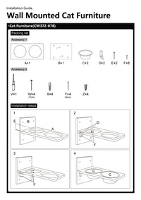 Cat Wall Shelves 15.7" x 9.8", with Removable Feeding Station & 2 Steel Bowls