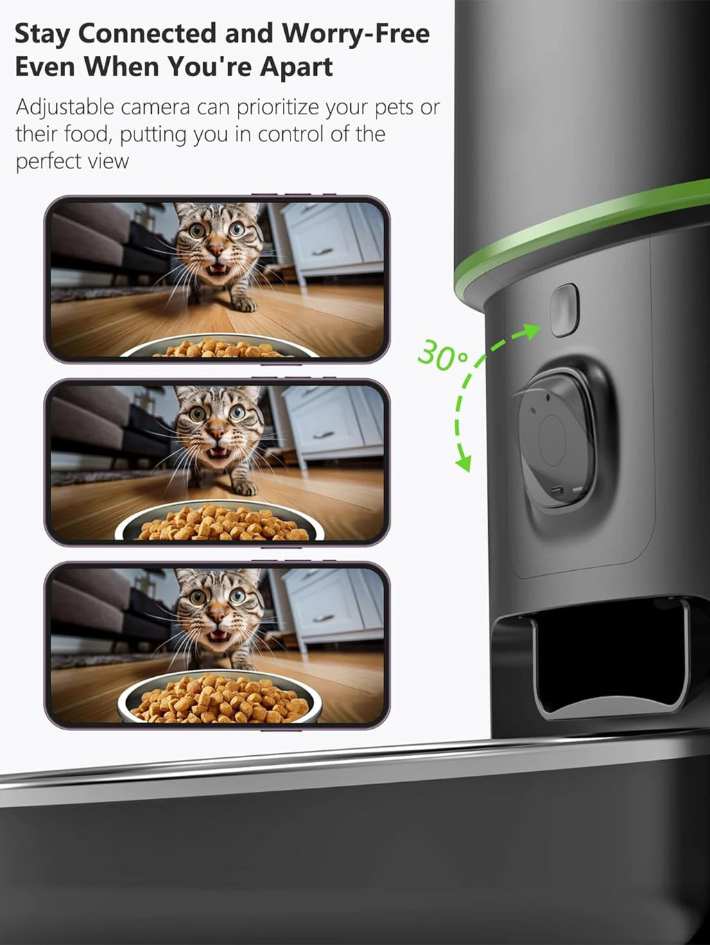Automatic Cat Feeder 4L with 1080P Camera, Night Vision, Two-Way Voice & App Control