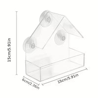 Bird Feeder for Windows 5.9", Clear Acrylic House with 3 Strong Suction Cups