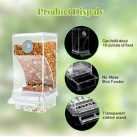Bird Feeder for Cages 7.3", No-Mess Acrylic Seed Hopper with Husk Tray