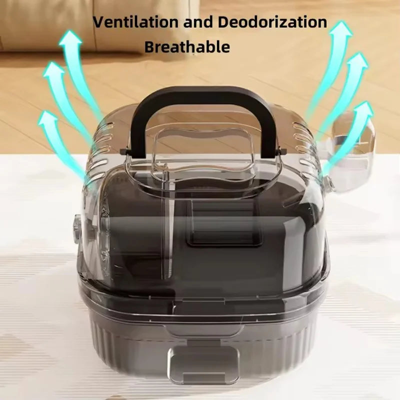 Portable Hamster Travel Carrier 8", Lightweight Breathable Carry Box with Handle & Water Bottle