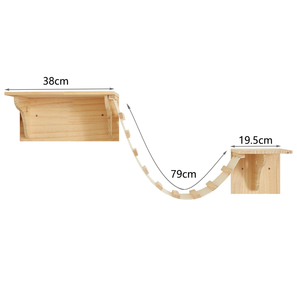 Cat Wall Shelves Climbing System, House & Bridge Set for Indoor Cats