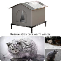 Cat House Outdoor 13"–16.5", Waterproof Elevated Shelter with Reversible Mat