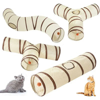 Cat Tunnel 26"–49", Collapsible in 4 Shapes with Peek Holes & Dangling Ball