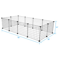 Small Animal Playpen 56" × 28", 14" Metal Wire Panels, Portable & Reconfigurable — Indoor Yard Fence for Rabbits & Guinea Pigs