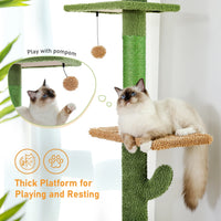 Cat Tree Cactus Floor to Ceiling 90"–108", 5 Levels with Sisal & Hammock