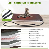 Heated Cat House 35", Large Wood Shelter with Porch, Washable Heated Pad & Thermal Liner