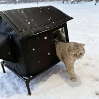 Insulated Cat House 22", Waterproof Oxford Tent with Thermal Lining & Elevated Stand