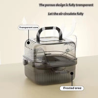 Portable Hamster Travel Carrier 8", Lightweight Breathable Carry Box with Handle & Water Bottle