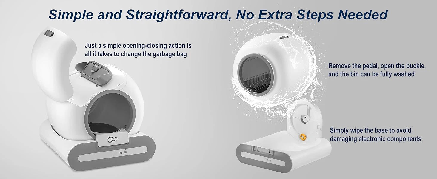 Automatic Litter Box 65L, Self-Cleaning Enclosed Drum with App Control & Low Entry