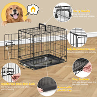Folding Dog Crate 18", Metal Wire with Slide-Bolt Latch, Removable Tray & Carry Handle
