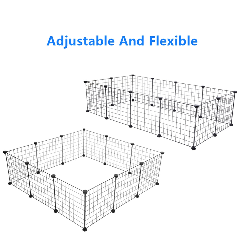 Small Animal Playpen 56" × 28", 14" Metal Wire Panels, Portable & Reconfigurable — Indoor Yard Fence for Rabbits & Guinea Pigs