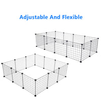 Small Animal Playpen 56" × 28", 14" Metal Wire Panels, Portable & Reconfigurable — Indoor Yard Fence for Rabbits & Guinea Pigs