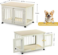 Dog Crate Furniture 27", Wood & Iron with Double Doors, 6 Slide Locks & Adjustable Feet