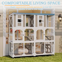 Catio on Wheels 63", Wooden with 3 Platforms, Capsule Bed & Window Access