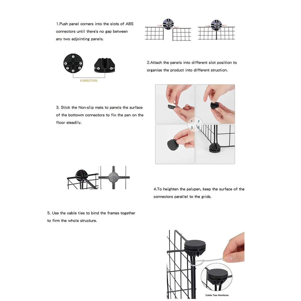 Villa-Style Rabbit Cage 44" with Raised Platform, Pull-Out Toilet Tray & Locking Casters