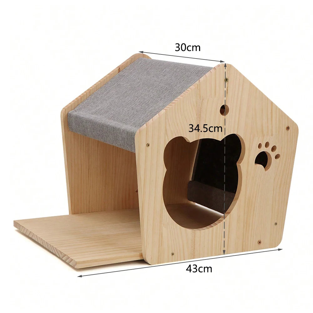 Cat Wall Shelves Climbing System, House & Bridge Set for Indoor Cats