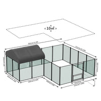 Walk-In Chicken Coop Run 12.9 × 10.2 ft, Galvanized Steel Pen with Waterproof Cover, Lockable Door & Ground Stakes