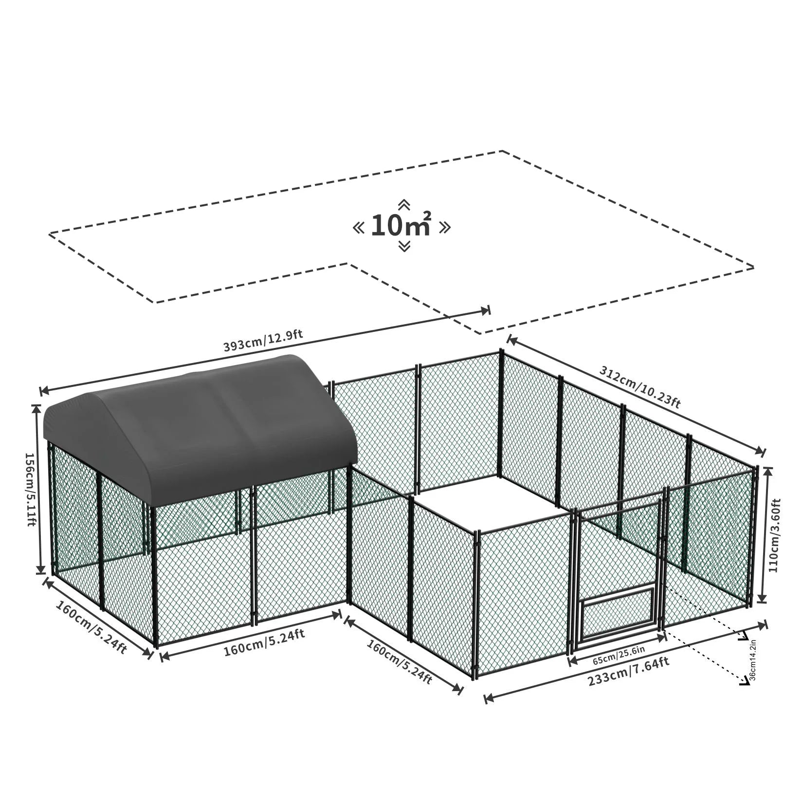 Walk-In Chicken Coop Run 12.9 × 10.2 ft, Galvanized Steel Pen with Waterproof Cover, Lockable Door & Ground Stakes