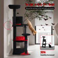 Cat Tree 143cm, 5-Level with Sisal Posts, Hammock, Condo & Top Perch