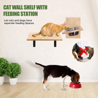 Cat Wall Shelves 15.7" x 9.8", with Removable Feeding Station & 2 Steel Bowls