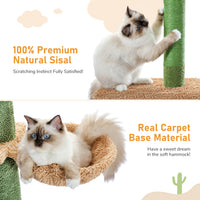 Cat Tree Cactus Floor to Ceiling 90"–108", 5 Levels with Sisal & Hammock