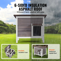 Outdoor Cat House 21", Cedar Shelter with Openable Roof, Elevated Legs & Door Flap