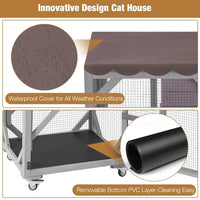 Catio Tower on Wheels 62.8", 4-Tier with Condo, Hammock & Window Access