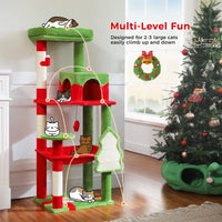 Cat Tree 143cm, 5-Level with Sisal Posts, Hammock, Condo & Top Perch