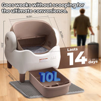 Automatic Litter Box 10L, Self-Cleaning Open-Top with App Control & Ultra-Quiet Motor