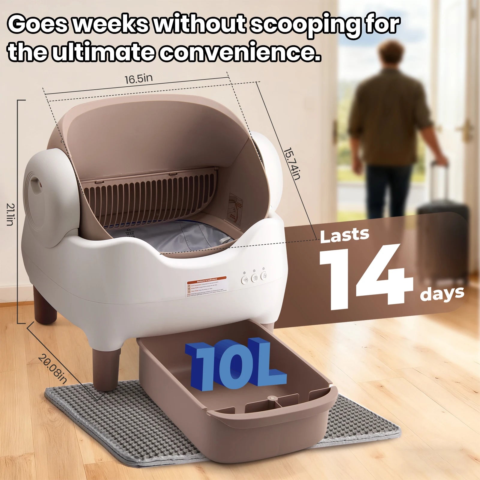 Automatic Litter Box 10L, Self-Cleaning Open-Top with App Control & Ultra-Quiet Motor