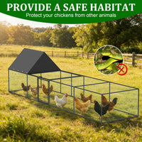 Chicken Coop Run 125", Metal Tunnel Pen with Nylon Netting, Waterproof Cover & Ground Pegs