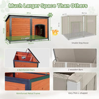 Insulated Outdoor Dog House 59", Wood with Anti-Chew Iron Frame, Foam Insulation, Openable Roof & Elevated Base