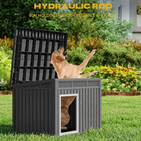 Dog House 43", Weatherproof Resin with Gas-Strut Opening Roof & Louvered Vents