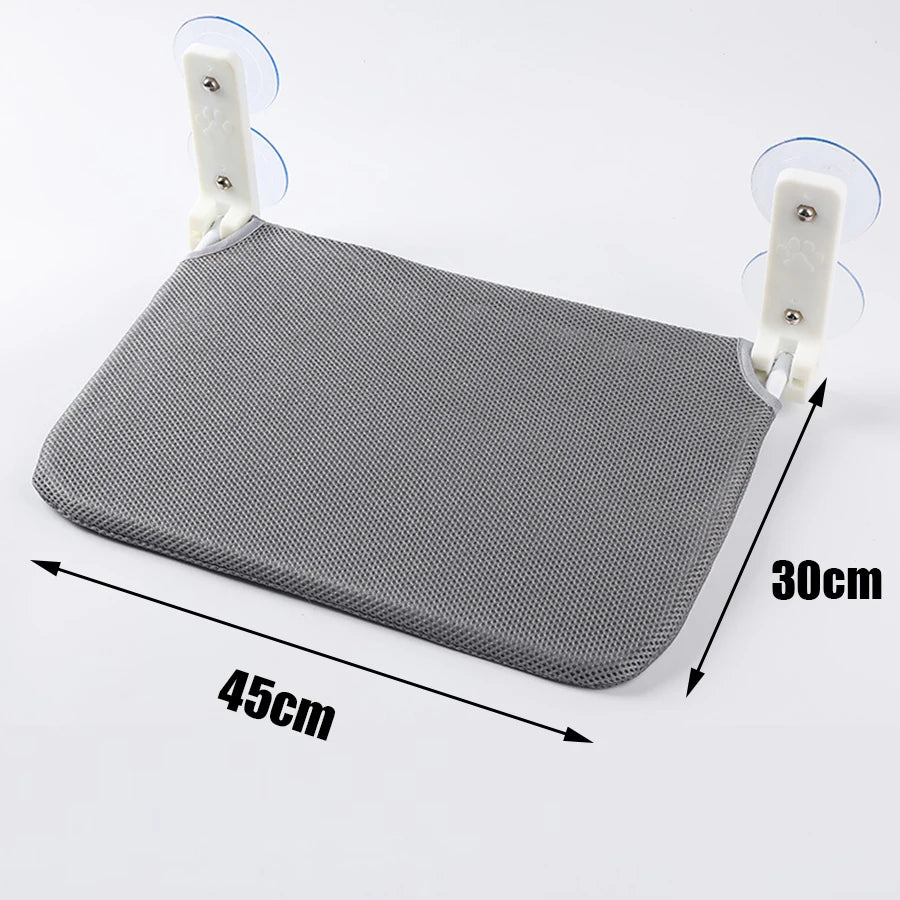 Cat Window Perch 17.7" x 11.8", Foldable with 4 Suction Cups & Breathable Mesh