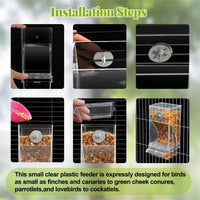 Bird Feeder for Cages 7.3", No-Mess Acrylic Seed Hopper with Husk Tray