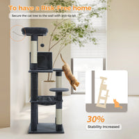 Cat Tree 143cm, 5-Level with Sisal Posts, Hammock, Condo & Top Perch