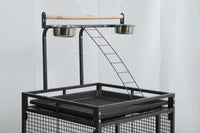 Play-Top Bird Cage 61" for Parrots, with Perch, Ladder, Stainless Feeder Cups, Anti-Splash Skirt & Rolling Stand