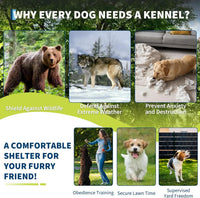 Outdoor Dog Kennel 7.5×7.5 ft, Galvanized Chain-Link with Waterproof Canopy Roof & Lockable Gate