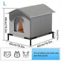 Cat House Outdoor 13"–16.5", Waterproof Elevated Shelter with Reversible Mat
