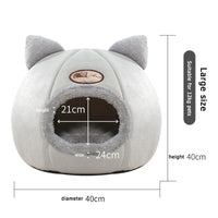 Cat House Cave Bed 13"–16", Cozy Enclosed Design with Removable Plush Cushion