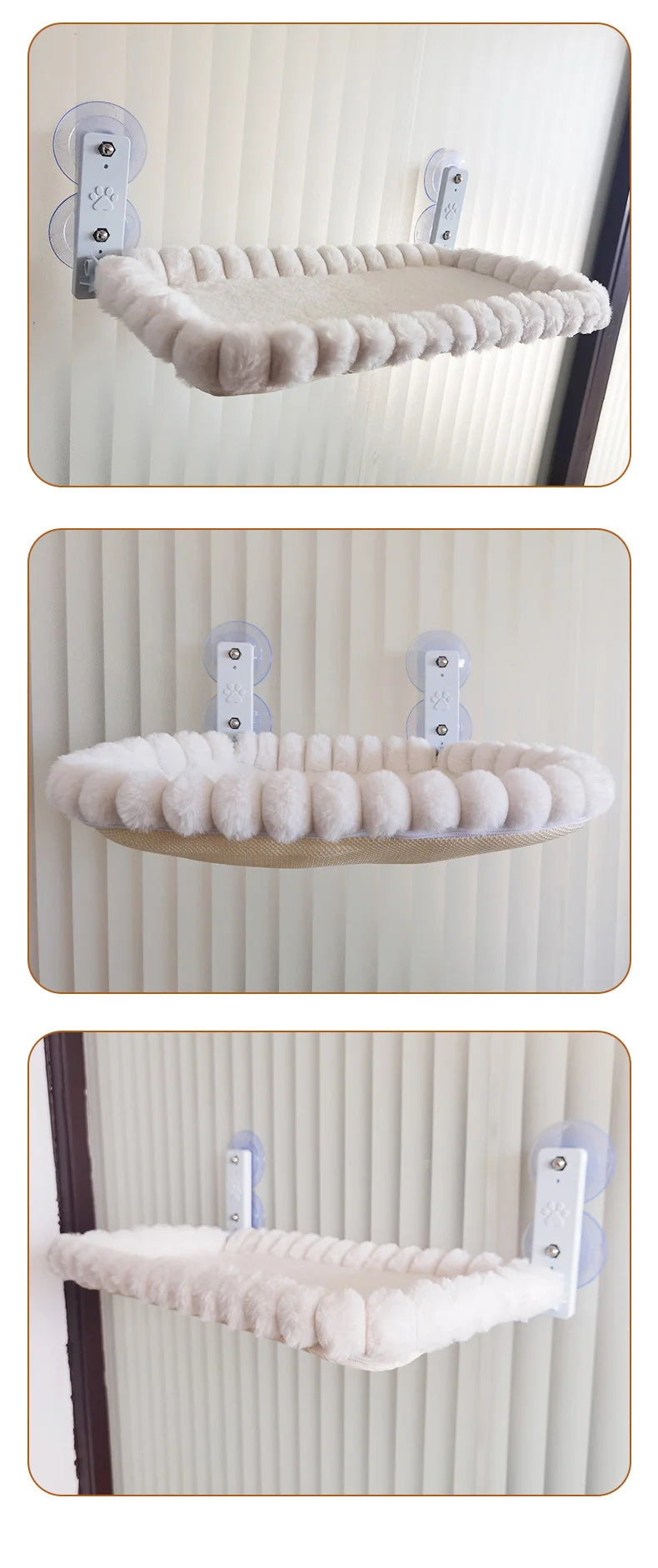 Cat Window Perch 19.7" Oval, Suction Cup Mount with Plush Bumper Rim