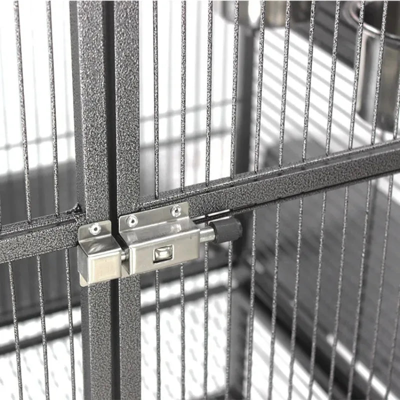 Play-Top Bird Cage 61" for Parrots, with Perch, Ladder, Stainless Feeder Cups, Anti-Splash Skirt & Rolling Stand