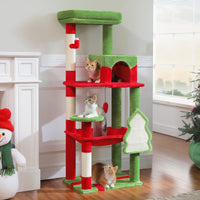 Cat Tree 143cm, 5-Level with Sisal Posts, Hammock, Condo & Top Perch